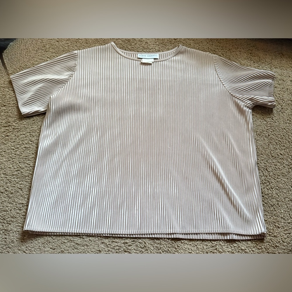 John Henry Champagne Pleated Top